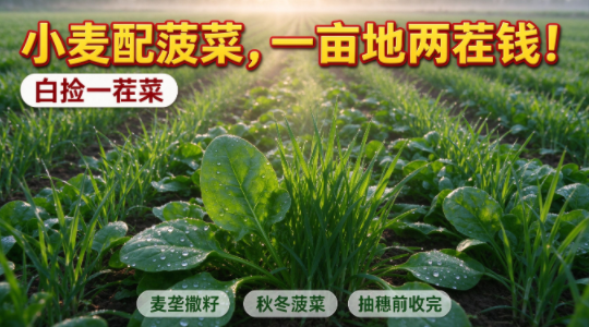 小麦大行距套种菠菜怎么种？十月中下旬撒籽耙地